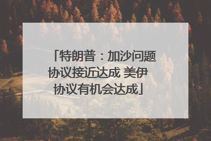 特朗普：加沙问题协议接近达成 美伊协议有机会达成